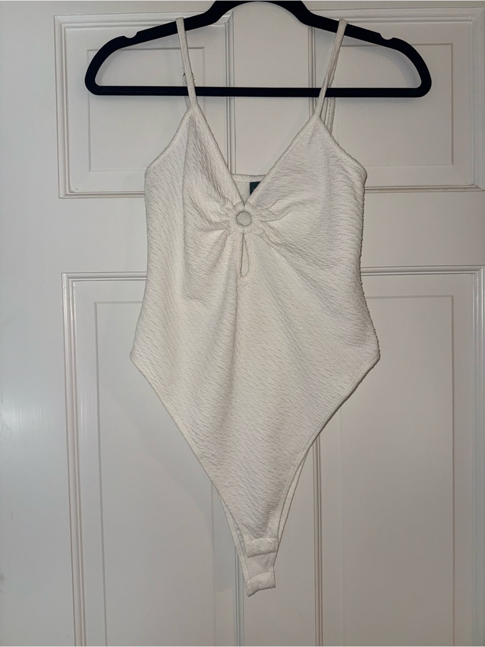 wild fable White Textured Ring-Front Bodysuit